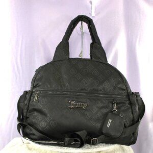 Juicy Couture Black Monogram Travel Duffel Carry-On Bag w/ Pouch & Luggage Sleev